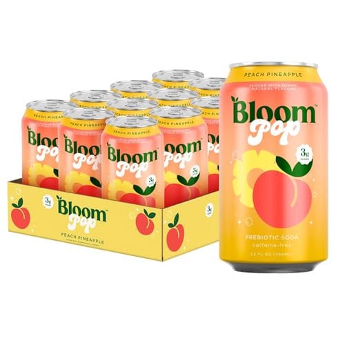 Bloom Nutrition Bloom Pop Prebiotic Soda Peach Pineapple 12-Pack 12-Oz Deal