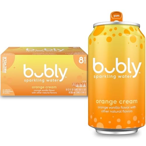 bubly Sparkling Water Orange Creamsicle Zero Sugar Zero Calories, 12 Fl Oz Cans (8-Pack) Deal
