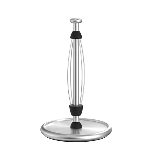 VEHHE Simply Tear Paper Towel Holder Countertop with EVA Non-Slip Pad, Damping Function Weighted Base (Silver)