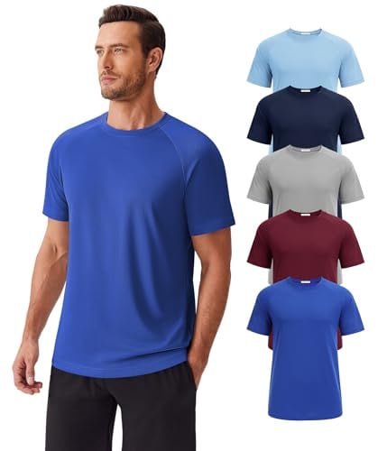 5-Pack Moisture Wicking Athletic Gym T-shirts