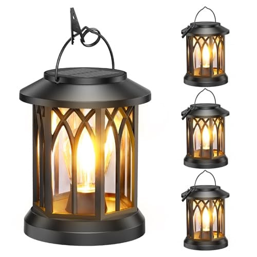 WdtPro Outdoor Solar LED Hanging Lanterns 4-Pack Deal