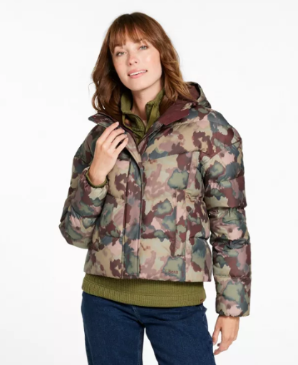 L.L.Bean Women's Popham Puffer Jacket in Mauve Taupe Blurred Camo (Sizes XXS-L)
