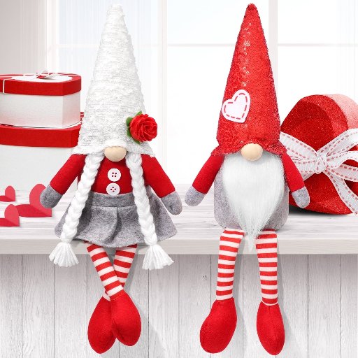 Ayieyill Valentines Day Gnome Plush Elf Decorations 2PCS