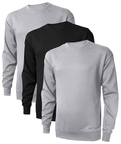Little Beauty 3 Pack Crewneck Sweatshirts Long Sleeve Pullover Sweatshirts for Men Lightweight Casual Top XL