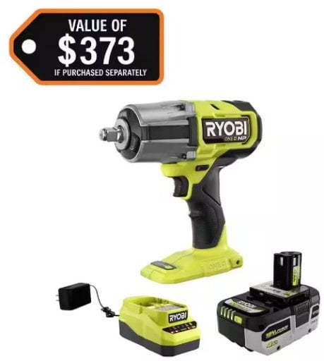 Ryobi ONE+ 18V Brushless Cordless 4-Mode 1/2" High Torque Impact Wrench Kit w/ 4.0Ah Battery & Charger Deal