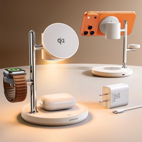 Joyroom Qi2 4-in-1 MagSafe Wireless Charging Station with Night Lamp, 30W Wall Adapter & USB-C Cable