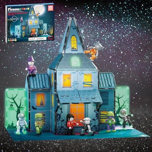 57-Piece Magnetic Tiles Halloween Haunted House STEM Set