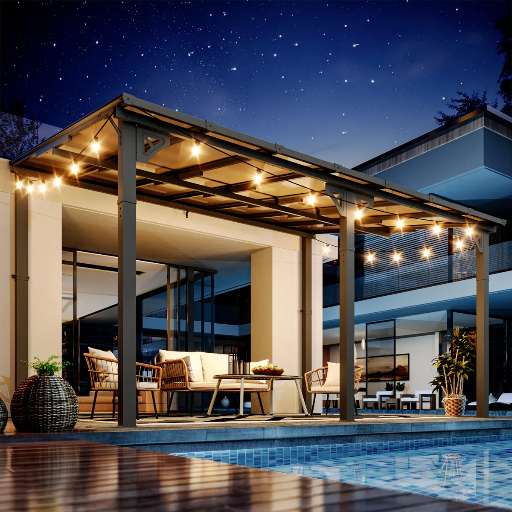 JolyDale 14 Ft. W x 10 Ft. D Outdoor Metal Pergola with Sloped Roof Patio Gazebo Deal