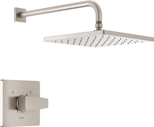 Delta Faucet Modern Raincan Square Single-Function Shower Valve Trim Kit Brushed Nickel