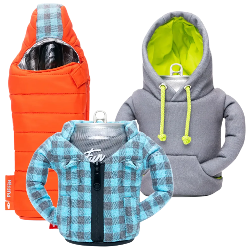 Puffin Insulated Beverage Coolers 3-Pack (Sleeping Bag, Blue Flannel, Gray Hoodie Set) Deal