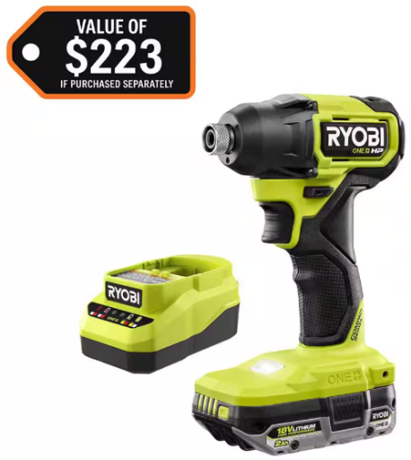 RYOBI ONE+ HP 18V Brushless Compact Impact Driver Kit with 2.0 Ah Battery and Charger Deal