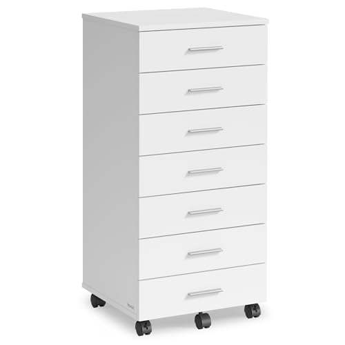 VASAGLE File Cabinet with Wheels, 7 Drawers
