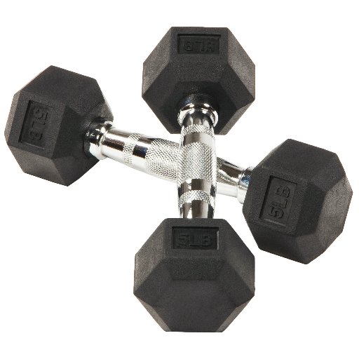 BalanceFrom Non-Slip Grip Dumbbell, Rubber Hex, 5 lbs, 2 Count