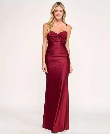 City Studios Juniors' Twist-Front Tie-Back Long Dress Deal