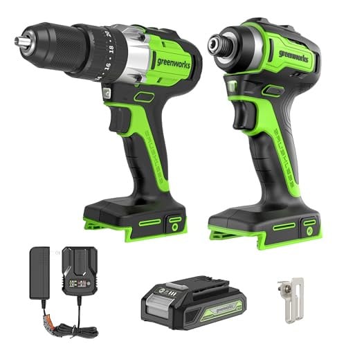 Greenworks 24V Brushless 2PCS Cordless Power Tool Combo Kit with 2Ah Battery
