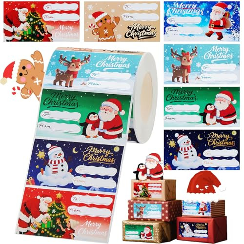 500 PCS Christmas Gift Tags Self Adhesive