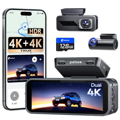 Pelsee S1 Pro Dual Native 4K Front & Rear Dash Cam w/ GPS, WiFi 6 & 128GB Card Deal