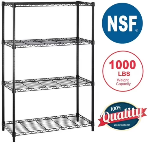 BestOffice 4 Shelf Wire Shelving Unit 1000 lbs Capacity