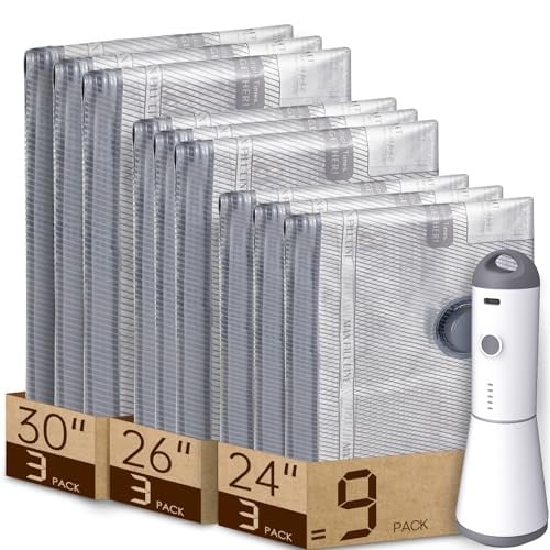 Vacbird Vacuum Bags for Travel with Rechargeable air Pump 9 Combo Travel Size