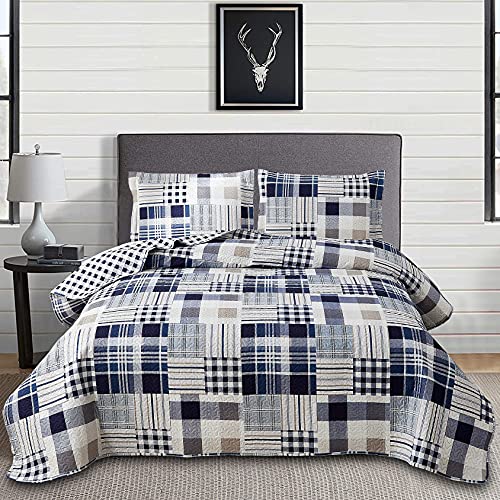 Green Essen King Buffalo Plaid Reversible Quilt Set