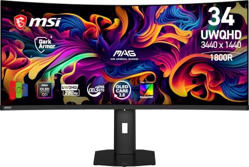 MSI MAG 341CQP QD-OLED 34" UWQHD 280Hz 0.03ms Gaming Monitor Deal