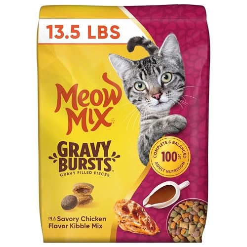 Meow Mix Gravy Bursts Dry Cat Food, Savory Chicken, 13.5 lb. Bag