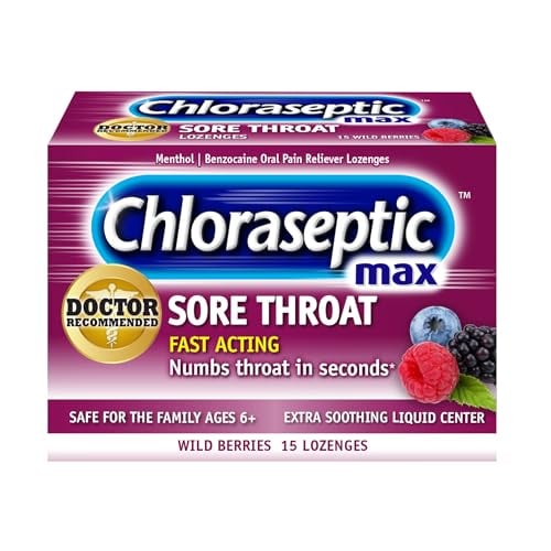 Chloraseptic Max Strength Sore Throat Lozenges, Wild Berry, 15 Count