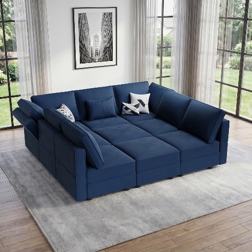 Vesgantti 92" 9 Seats Modular Sectional Sleeper Sofa with Storage Deal