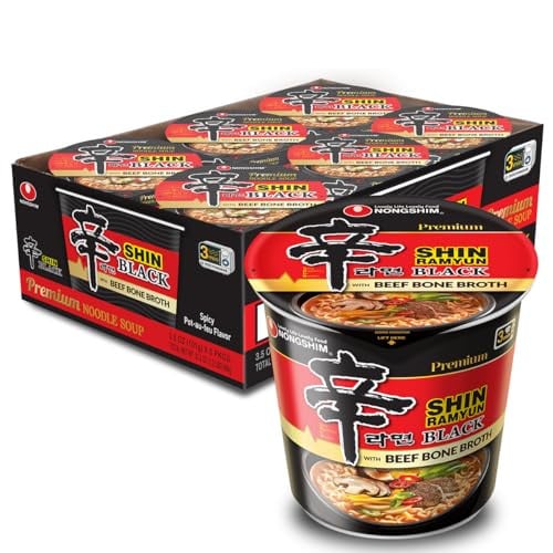 (Prime Deal) Nongshim Shin Ramyun Black Cup of Noodles, 3.56 oz (Pack of 6) Deal