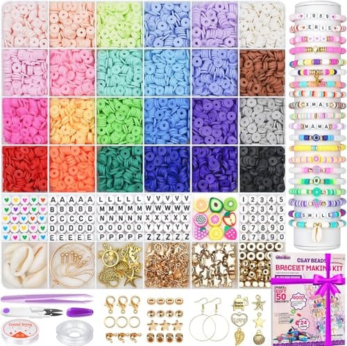 Gionlion 6000-Piece Clay Bead Bracelet Making Kit