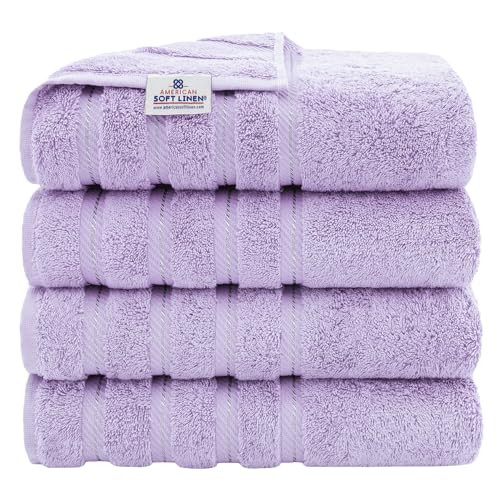 American Soft Linen Turkish Cotton 4-Piece Towel Set, Lilac