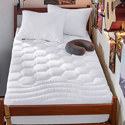 Bedsure Twin XL Quilted Mattress Pad with Deep Pocket Fit (White)