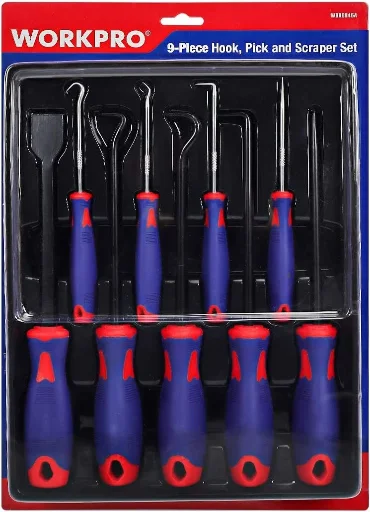 WORKPRO 9PC Precision Pick Hook Set with Scraper