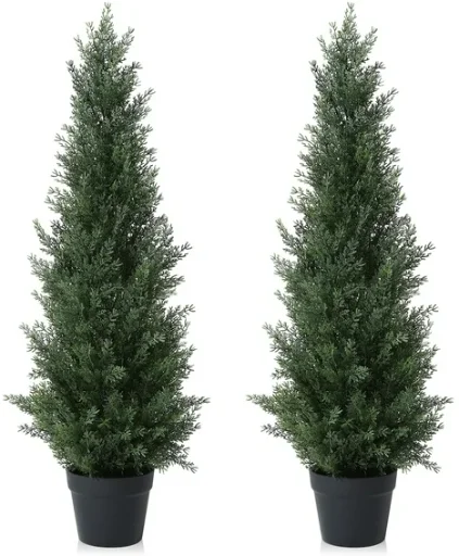 2-Pack 3 ft Outdoor Artificial Topiary Cedar Plants Deal