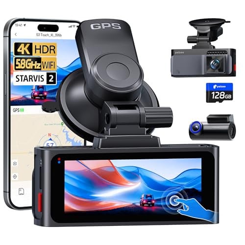 Pelsee S3 Touch 4K Front & Rear Dash Cam w/ STARVIS 2 Sensor & 128GB SD Card Deal