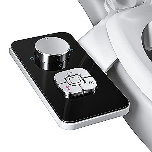 SAMODRA Non-Electric Cold Water Bidet Toilet Seat Attachment with Dual Nozzles - Black