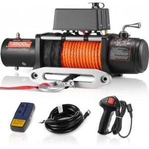 VEVOR 13,500-lb Electric Winch w/ 80' Synthetic Rope