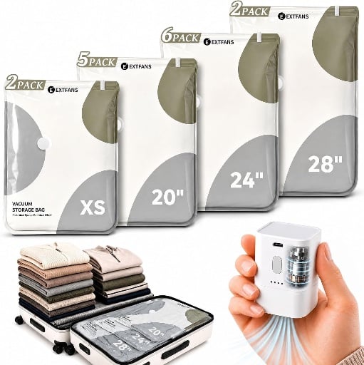 Travel Vacuum Bags with Pump - 15-Pack Deal