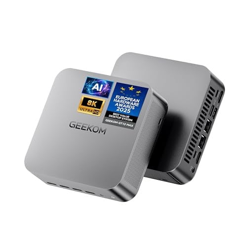 GEEKOM GT13 MAX Powerful AI Mini PC with Intel 14th Core Ultra 9 185H, 16GB DDR5, 1TB NVMe SSD, Intel Arc Graphics, 2.5G LAN & WiFi 7