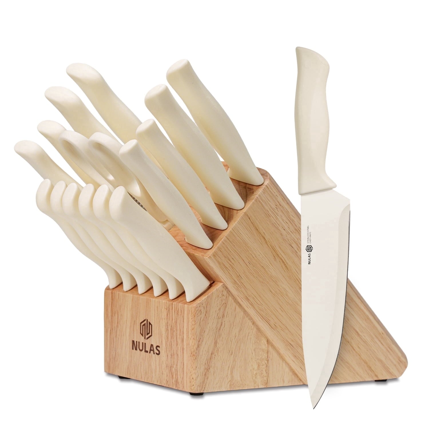 NULAS Knife Set, 17-Piece with Block & Sharpener Deal