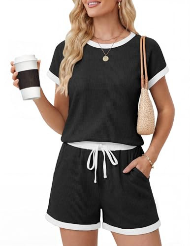 EkouaerWaffle Rompers w Adjustable Drawstring Waist  