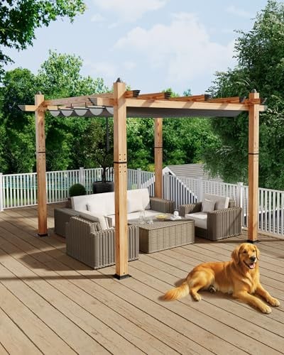 KYBOLT 10' x 10' Outdoor Pergola w/ Retractable Canopy Deal