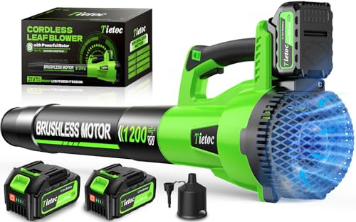 Tietoc 1200W Brushless Leaf Blower w/ 2x 5Ah Batteries & Charger