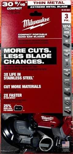Milwaukee 30-9/16" 12/14 TPI Compact Extreme Thick Metal Band Saw Blade 3-Pack