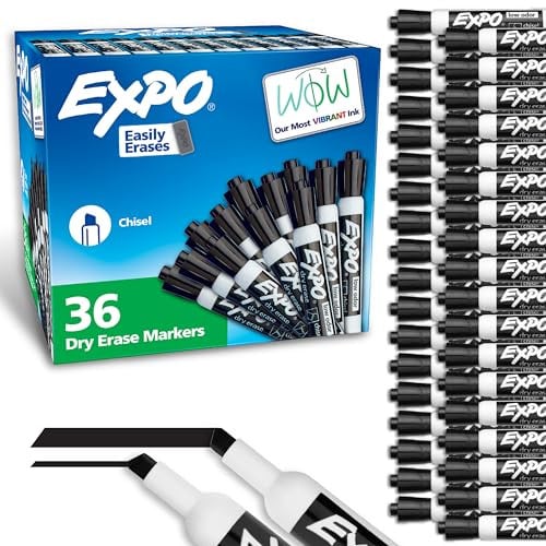 EXPO Dry Erase Markers, Low Odor Ink, Black, Chisel Tip, 36 Count Deal