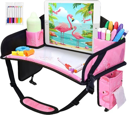 Wenrener Car Seat Tray for Kids Travel Light Pink