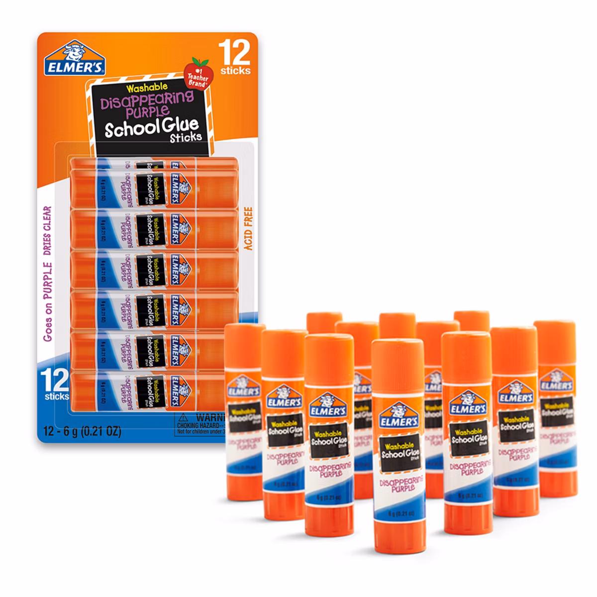 Elmer's 12-Pack Washable School Glue Sticks Disappearing Purple Deal
