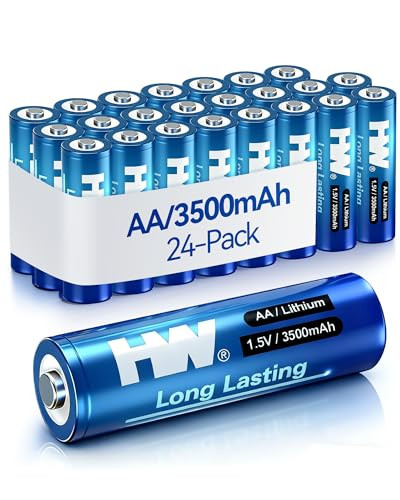 24-Pack 3500mAh HW 1.5V AA Lithium Batteries
