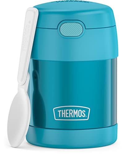 THERMOS FUNTAINER 10 Ounce Stainless Steel Vacuum Insulated Kids Food Jar with Spoon, Teal Deal