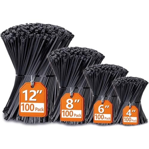 400-Pack Black Cable Zip Ties (Various Sizes) Deal